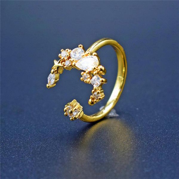 wedding rings charm zircon fine jewelry moon star cz cocktail opening ring sizable for women girl gift, Slivery;golden
wedding rings charm zircon fine jewelry moon star cz cocktail opening ring sizable for women girl gift, Slivery;golden