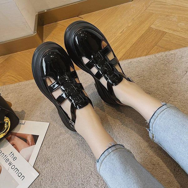 dress shoes 2021 summer women round toe square heel tape weaving sandals patent leather platform, Black
dress shoes 2021 summer women round toe square heel tape weaving sandals patent leather platform, Black