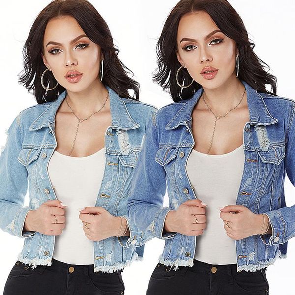 women's jackets ripped jean jacket women spring autumn fashion lapel long sleeve tassel denim coat female vintage single breasted cropp, Black;brown
women's jackets ripped jean jacket women spring autumn fashion lapel long sleeve tassel denim coat female vintage single breasted cropp, Black;brown