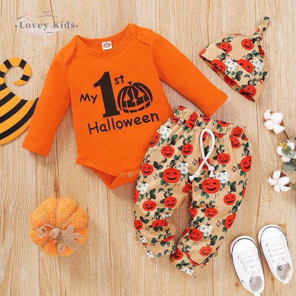 clothing sets baby boy girl halloween 3pcs 2021 autumn letter print bodysuit pumpkin floral pants hat toddler born infant party outfit, White
clothing sets baby boy girl halloween 3pcs 2021 autumn letter print bodysuit pumpkin floral pants hat toddler born infant party outfit, White