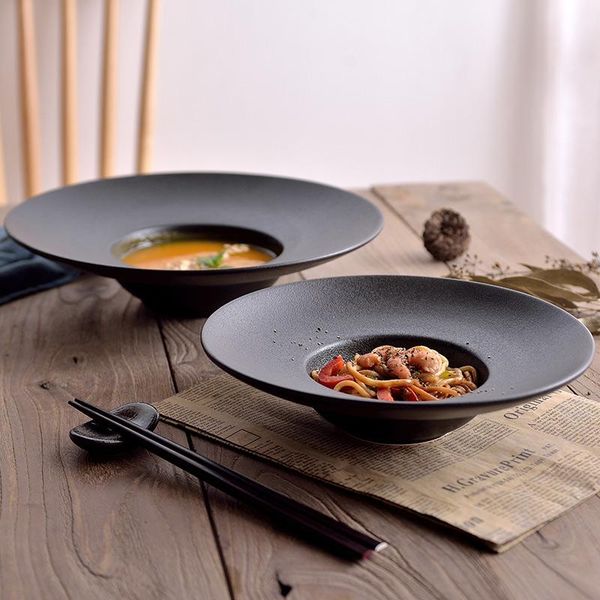 dishes & plates 12 inch nordic straw hat-shaped dinner plate household ceramic retro black frosted pasta salad restaurant supplies
dishes & plates 12 inch nordic straw hat-shaped dinner plate household ceramic retro black frosted pasta salad restaurant supplies