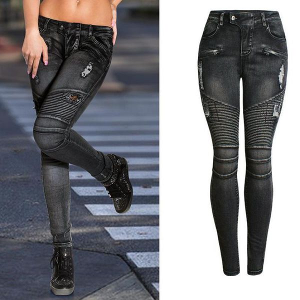 motorcycle european and american women's wear hole slim stretch jeans pencil pants plus large size, Blue
motorcycle european and american women's wear hole slim stretch jeans pencil pants plus large size, Blue