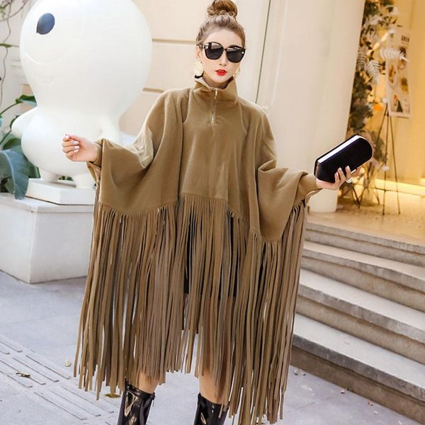 women's jackets wenfly women jacket loose tassels turtleneck batwing sleeve cape coat england vintage plus size outerwear streetwear, Black;brown
women's jackets wenfly women jacket loose tassels turtleneck batwing sleeve cape coat england vintage plus size outerwear streetwear, Black;brown
