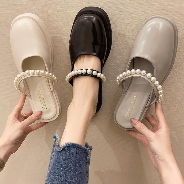 slippers casual med shoes woman 2021 cover toe pantofle platform string bead luxury mary janes slides rubber pu hoof heels, Black
slippers casual med shoes woman 2021 cover toe pantofle platform string bead luxury mary janes slides rubber pu hoof heels, Black