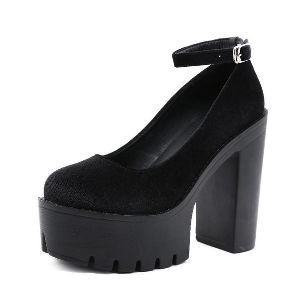 fashion suede leather women's pumps thick bottom waterproof platform high-heeled shoes round toe tacones mujer 2.5 dress, Black
fashion suede leather women's pumps thick bottom waterproof platform high-heeled shoes round toe tacones mujer 2.5 dress, Black