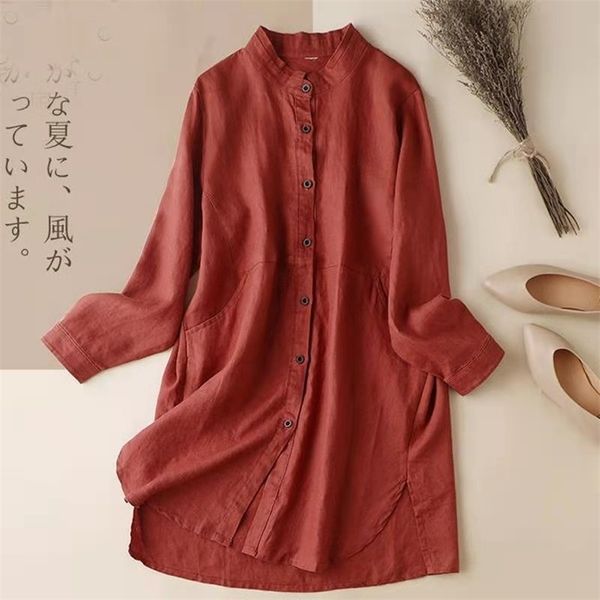 arrival spring/autumn women loose casual long sleeve stand collar blouse single breasted cotton linen shirts w214 210512, White
arrival spring/autumn women loose casual long sleeve stand collar blouse single breasted cotton linen shirts w214 210512, White