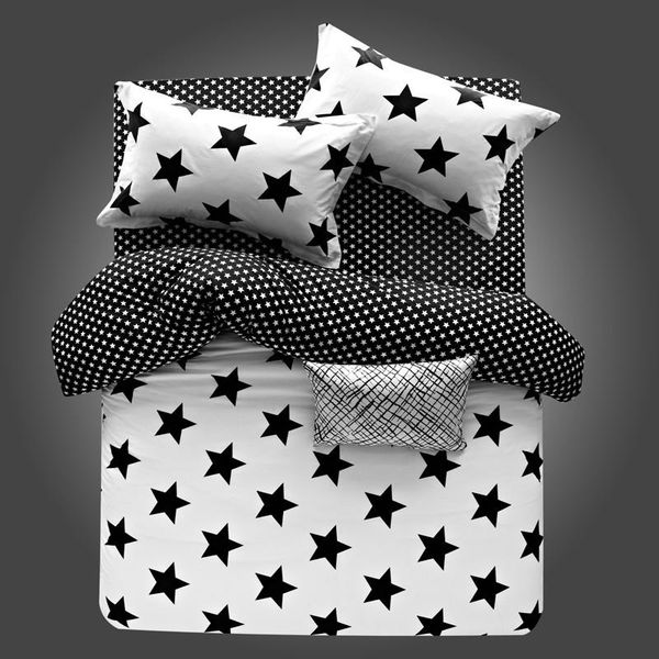 bedding sets black white stars 100% cotton luxury duvet cover set bed sheet pillowcase twin king size 3/4pcs bedclothes
bedding sets black white stars 100% cotton luxury duvet cover set bed sheet pillowcase twin king size 3/4pcs bedclothes