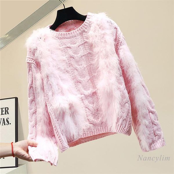 autumn fashion down hair splicing pullover twist knit sweater female loose-fitting outerwear girls lady jumper women's sweaters, White;black
autumn fashion down hair splicing pullover twist knit sweater female loose-fitting outerwear girls lady jumper women's sweaters, White;black