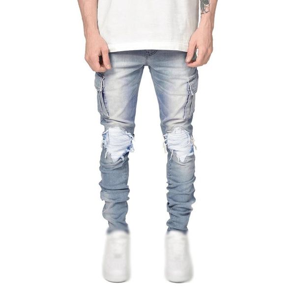 men's jeans 2021 ouma blue hole personality pleated men solid skinny pockets slim cargo combat pants casual streetwear
men's jeans 2021 ouma blue hole personality pleated men solid skinny pockets slim cargo combat pants casual streetwear