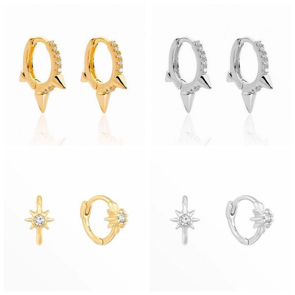hoop & huggie roxi copper small zircon crystals rivets anise star earrings for women girls summer jewelry earring brincos, Golden;silver
hoop & huggie roxi copper small zircon crystals rivets anise star earrings for women girls summer jewelry earring brincos, Golden;silver
