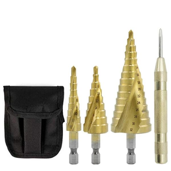 professional drill bits hss step bit set titanium coated 3-12/13 4-12/20/22/32mm cone hole cutter 1/4'' hex shank core for metal w
professional drill bits hss step bit set titanium coated 3-12/13 4-12/20/22/32mm cone hole cutter 1/4'' hex shank core for metal w