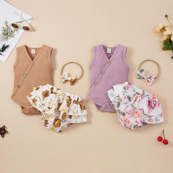 clothing sets 0-24m girls summer clothes set solid sleeveless bodysuit floral shorts headband 3pcs baby girl outfits, White
clothing sets 0-24m girls summer clothes set solid sleeveless bodysuit floral shorts headband 3pcs baby girl outfits, White
