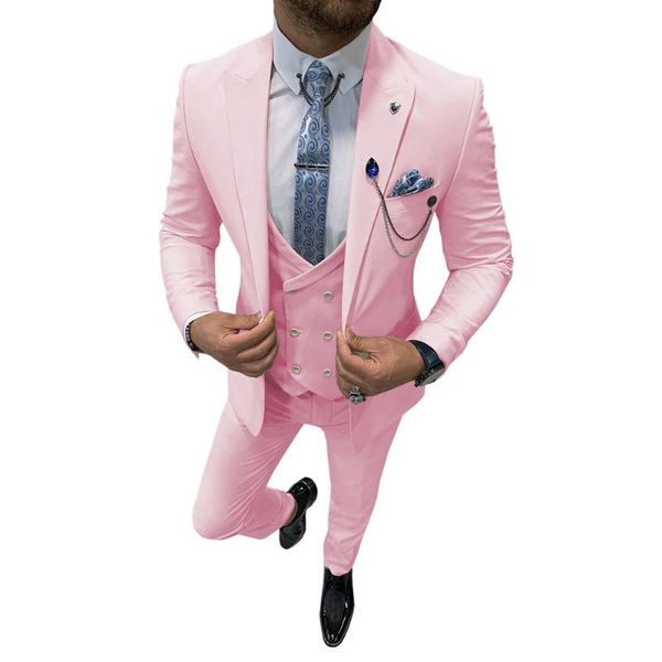men's suits & blazers pink wedding suit for men 2021 slim fit groom wear skinny 3 pieces set jacket+vest+pants custom made notch lapel, White;black
men's suits & blazers pink wedding suit for men 2021 slim fit groom wear skinny 3 pieces set jacket+vest+pants custom made notch lapel, White;black