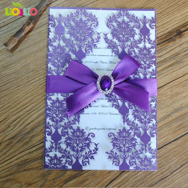 

greeting cards diy customzied inc198 europe wedding invitations card, lavender invitation card tied bow,print insert,envelope