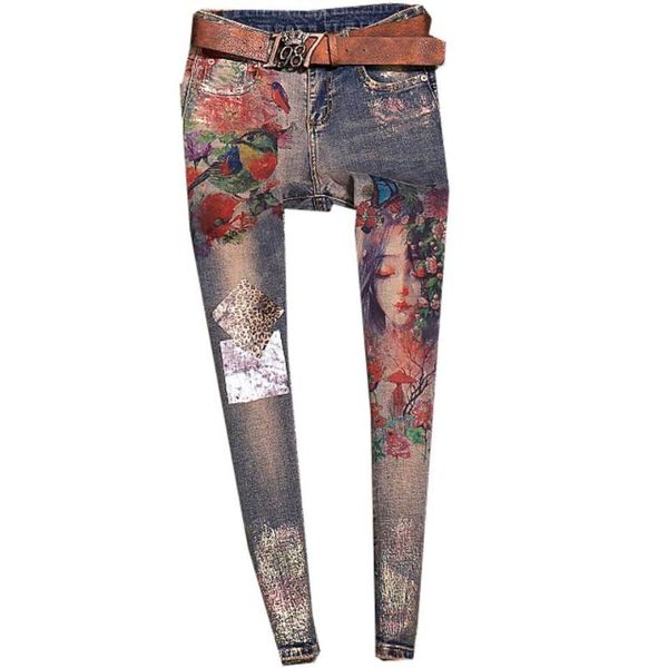 women's jeans 2021 spring high waist retro painted women feet stamping skinny pencil, Blue
women's jeans 2021 spring high waist retro painted women feet stamping skinny pencil, Blue