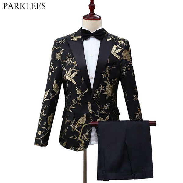 luxury floral bronzing suits men fashion men tuxedo suit mens dance stage costume homme 2 piece men suit set slim fit homme 210524, White;black
luxury floral bronzing suits men fashion men tuxedo suit mens dance stage costume homme 2 piece men suit set slim fit homme 210524, White;black