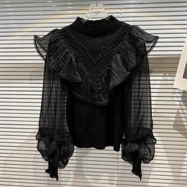 women's blouses & shirts fashion designer 2021 autumn winter women black white beading ruffles patchwork lantern sleeve blo
women's blouses & shirts fashion designer 2021 autumn winter women black white beading ruffles patchwork lantern sleeve blo