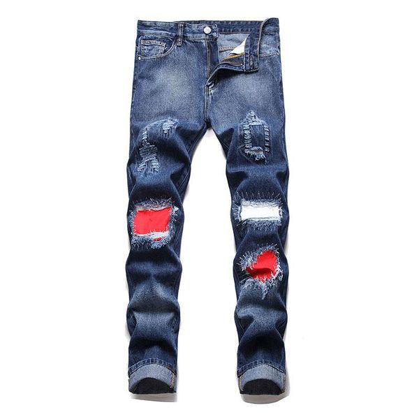 men's jeans kiovno men ripped biker trousers high street pleated motorcycle denim pants patchwork washed, Blue
men's jeans kiovno men ripped biker trousers high street pleated motorcycle denim pants patchwork washed, Blue