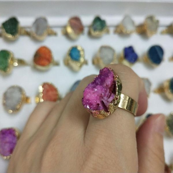 cluster rings style unique fashion design natural stone irregular druzy ring open finger for women wedding engagement jewelry anel, Golden;silver
cluster rings style unique fashion design natural stone irregular druzy ring open finger for women wedding engagement jewelry anel, Golden;silver