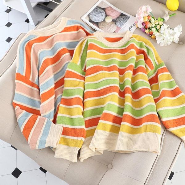 women's sweaters skoonheid rainbow striped women autumn colorful chic o-neck long sleeves loose size casual females knitting pullovers, White;black
women's sweaters skoonheid rainbow striped women autumn colorful chic o-neck long sleeves loose size casual females knitting pullovers, White;black