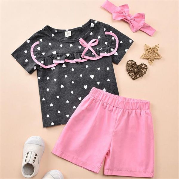 1-5 years children 3pcs clothes set ruffle collar shirt elastic waistband shorts hair band for kids homewear set, White
1-5 years children 3pcs clothes set ruffle collar shirt elastic waistband shorts hair band for kids homewear set, White