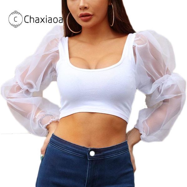 women's tanks & camis chaxiaoa fashion net yarn splicing long sleeve vest female u-neck crop solid white club tank women t shi
women's tanks & camis chaxiaoa fashion net yarn splicing long sleeve vest female u-neck crop solid white club tank women t shi