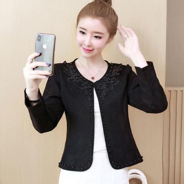 women's jackets large size coat women cardigan 2021 small suit coats spring autumn short slim beaded suits female black white, Black;brown
women's jackets large size coat women cardigan 2021 small suit coats spring autumn short slim beaded suits female black white, Black;brown