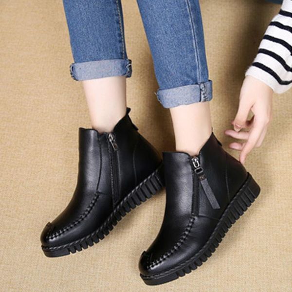 boots 2021 leather snow short platform wedges women soft thick plush booties winter warm fur shoes round toe zip up footwear, Black
boots 2021 leather snow short platform wedges women soft thick plush booties winter warm fur shoes round toe zip up footwear, Black