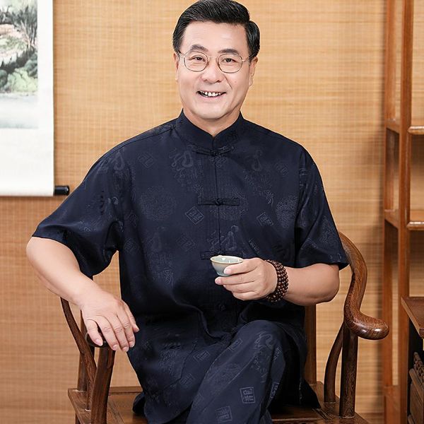 men's tracksuits tang suit short-sleeved chinese style middle-aged and elderly casual loose silk dad grandpa clothes summer shirt, Gray
men's tracksuits tang suit short-sleeved chinese style middle-aged and elderly casual loose silk dad grandpa clothes summer shirt, Gray