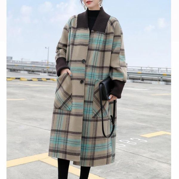women's wool & blends wide-waisted fashion plaid winter coat women elegant pockets and jacket turn-down collar autumn, Black
women's wool & blends wide-waisted fashion plaid winter coat women elegant pockets and jacket turn-down collar autumn, Black
