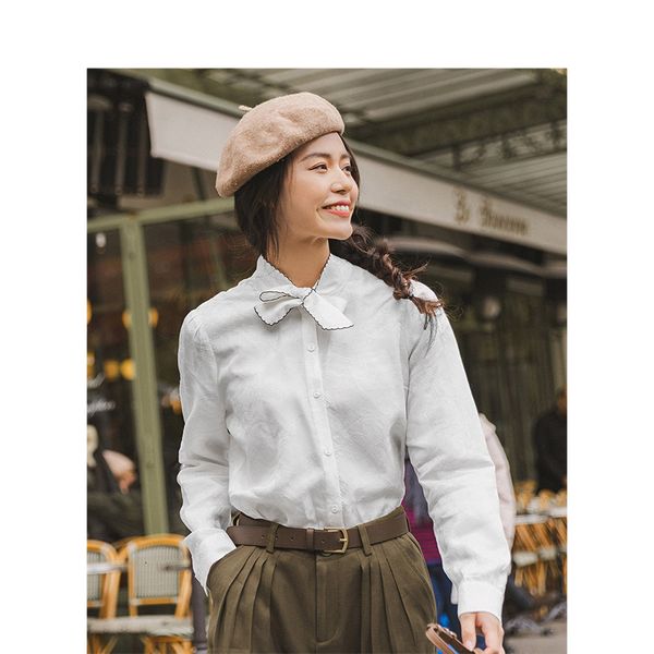 blouses spring autumn vintage lace-up stand collar elegant temperament girlish literature long sleeve blouse 9wp6, White
blouses spring autumn vintage lace-up stand collar elegant temperament girlish literature long sleeve blouse 9wp6, White