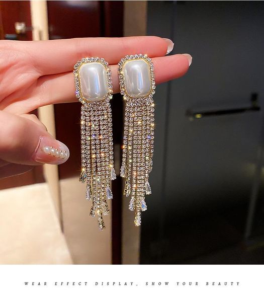 dangle & chandelier 2021 peal rhinestone long tassel earrings korean geometry temperament exaggerated women's jewelry ear accessories, Silver
dangle & chandelier 2021 peal rhinestone long tassel earrings korean geometry temperament exaggerated women's jewelry ear accessories, Silver