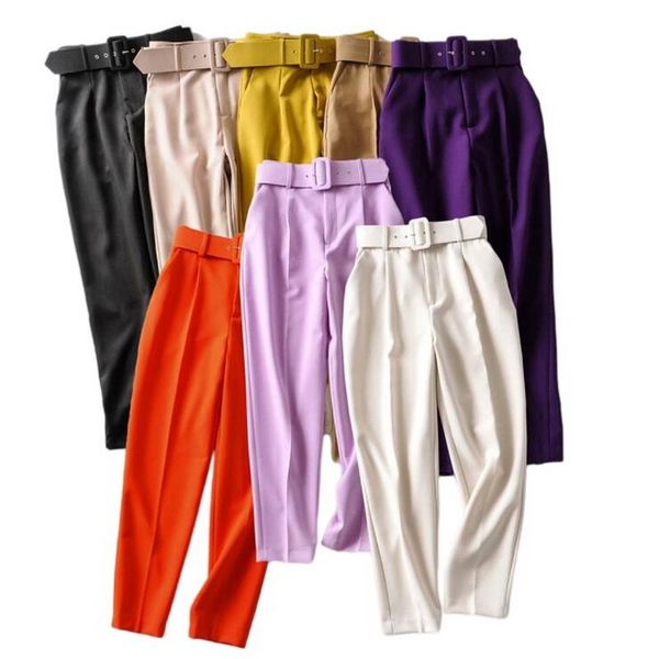 women's pants & capris high waist casual suit with belt woman office ladies ankle-length, Black;white
women's pants & capris high waist casual suit with belt woman office ladies ankle-length, Black;white