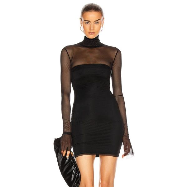 casual dresses solid nude women winter turtleneck meshs mini black bodycon bandage dress 2021 elegant evening party club vestidos, Black;gray
casual dresses solid nude women winter turtleneck meshs mini black bodycon bandage dress 2021 elegant evening party club vestidos, Black;gray
