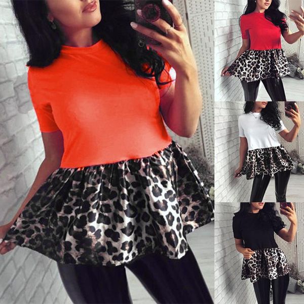 women's blouses & shirts fashion leopard patchwork blouse ruffles tunic o-neck casual summer ladies female women short sleeve blusas p, White
women's blouses & shirts fashion leopard patchwork blouse ruffles tunic o-neck casual summer ladies female women short sleeve blusas p, White