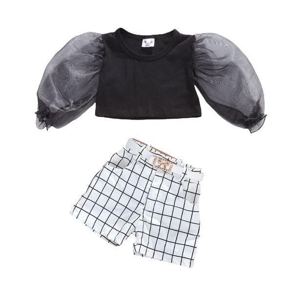 9m-5y toddler infant kid girls clothes set puff sleeve black t shirt plaid shorts autumn costumes outfits 210515, White
9m-5y toddler infant kid girls clothes set puff sleeve black t shirt plaid shorts autumn costumes outfits 210515, White