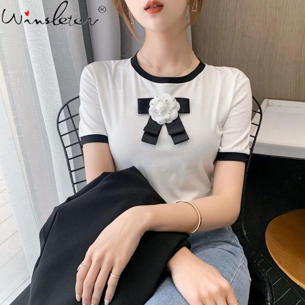 summer korean style t-shirt fashion o-neck bowknot panelled cotton women short sleeve all match tees 2021 t14912a women's, White
summer korean style t-shirt fashion o-neck bowknot panelled cotton women short sleeve all match tees 2021 t14912a women's, White