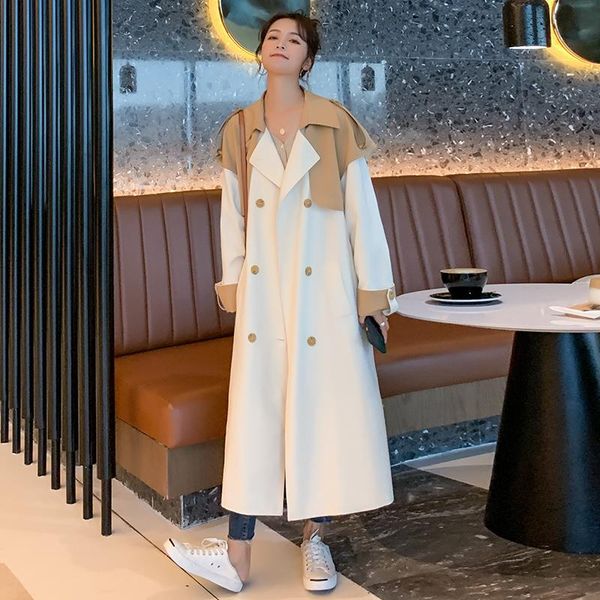women's trench coats coat hit color 2021 spring autumn long korean double breasted stitching fashion high-quality lining windbreaker gw, Tan;black
women's trench coats coat hit color 2021 spring autumn long korean double breasted stitching fashion high-quality lining windbreaker gw, Tan;black