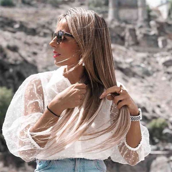 summer women chiffon blouse shirt transparent mesh beading puff sleeve female office shirts lady blusa outfits 210607, White
summer women chiffon blouse shirt transparent mesh beading puff sleeve female office shirts lady blusa outfits 210607, White