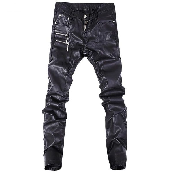 men's pants 2021 trend black slim leather personality zipper stitching fashion youth motorcycle male 
men's pants 2021 trend black slim leather personality zipper stitching fashion youth motorcycle male