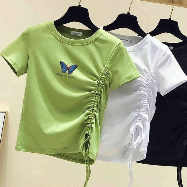 women's t-shirt shintimes harajuku femme drawstring lace up shirts short sleeve ops summer cotton zyfm, White
women's t-shirt shintimes harajuku femme drawstring lace up shirts short sleeve ops summer cotton zyfm, White