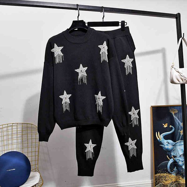 pant autumn black knitted tracksuit outfits women chain tassel pullover sweater long pants 2 piece set loose casual knit suit female, White
pant autumn black knitted tracksuit outfits women chain tassel pullover sweater long pants 2 piece set loose casual knit suit female, White