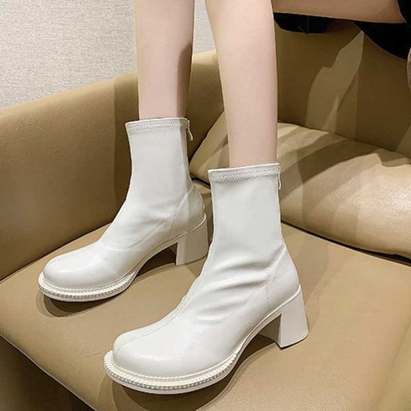 lucyever vintage big toe chunky heels boots women pu leather platform ankle boots ladies elastic zipper autumn winter booties y0914, Black
lucyever vintage big toe chunky heels boots women pu leather platform ankle boots ladies elastic zipper autumn winter booties y0914, Black