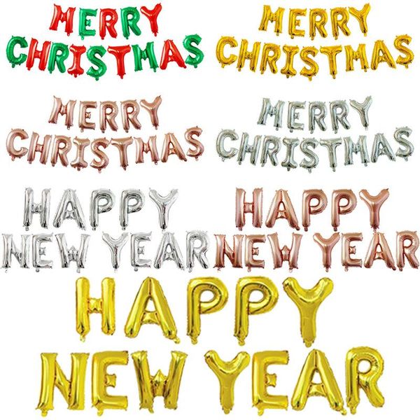 party decoration 16inch merry christmas happy year letter aluminum foil balloons decorations rose gold eve balloon