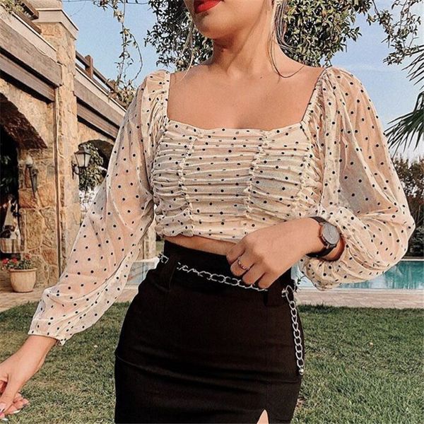 stylish polka dot mesh crop blouses women see through three quarter sleeve female shirts chic blusas femininas 210430, White
stylish polka dot mesh crop blouses women see through three quarter sleeve female shirts chic blusas femininas 210430, White