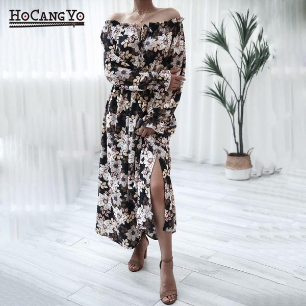 casual dresses spring woman off shoulder dress floral print flared sleeve women's boho empire lace up split black vestidos mujer, Black;gray
casual dresses spring woman off shoulder dress floral print flared sleeve women's boho empire lace up split black vestidos mujer, Black;gray
