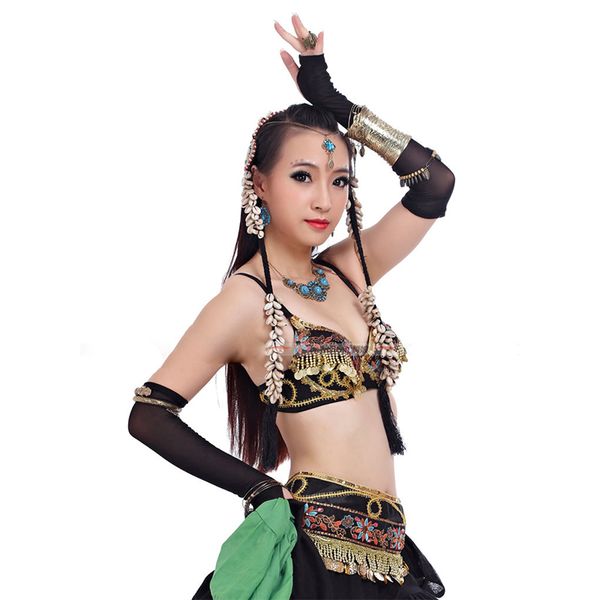 ats tribal belly dance clothes for women 4 pieces outfit set antique beads bra belt skirts gypsy dance costumes, Black;red
ats tribal belly dance clothes for women 4 pieces outfit set antique beads bra belt skirts gypsy dance costumes, Black;red