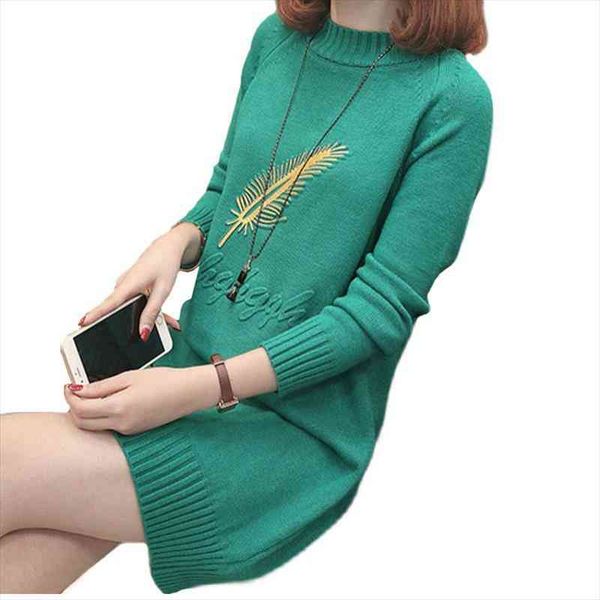 mid-length thick pullover sweater women autumn winter embroidery knitted bottoming shirt loose wild knitted dress woman, White;black
mid-length thick pullover sweater women autumn winter embroidery knitted bottoming shirt loose wild knitted dress woman, White;black