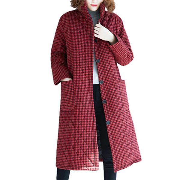 women's clothing fashion coat winter loose large long cotton plaid casual stand women jacket jackets, Black;brown
women's clothing fashion coat winter loose large long cotton plaid casual stand women jacket jackets, Black;brown
