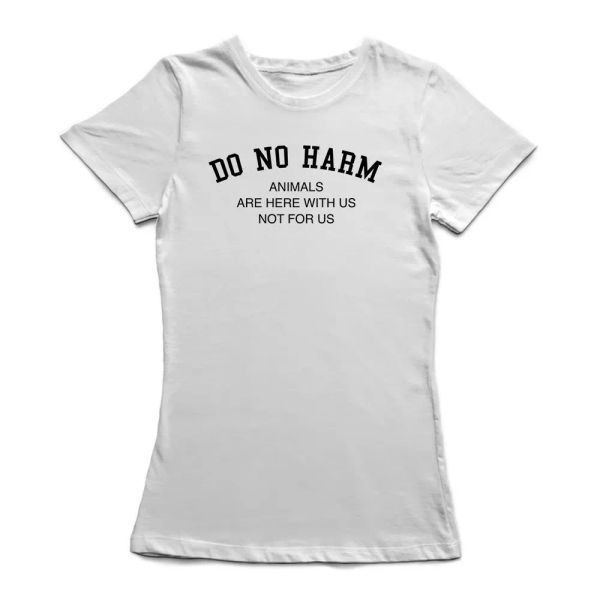 "do no harm. animals are here with us, not for us" quote women's t-shirt, White;black
"do no harm. animals are here with us, not for us" quote women's t-shirt, White;black